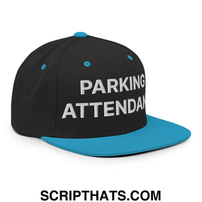 Parking Attendant Uniform Work Embroidered Flat Bill Brim Snapback Hat Black Teal