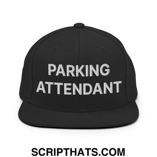 Parking Attendant Uniform Work Embroidered Flat Bill Brim Snapback Hat Black