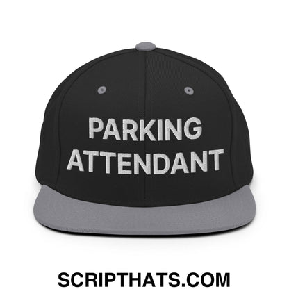 Parking Attendant Uniform Work Embroidered Flat Bill Brim Snapback Hat Black Silver
