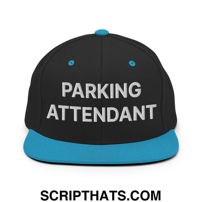 Parking Attendant Uniform Work Embroidered Flat Bill Brim Snapback Hat Black Teal