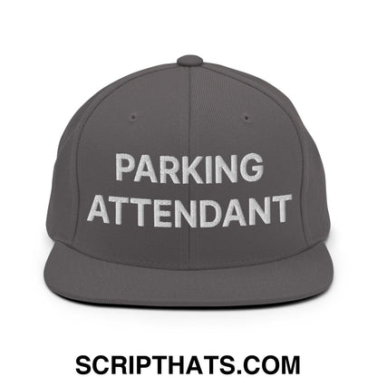 Parking Attendant Uniform Work Embroidered Flat Bill Brim Snapback Hat Dark Grey