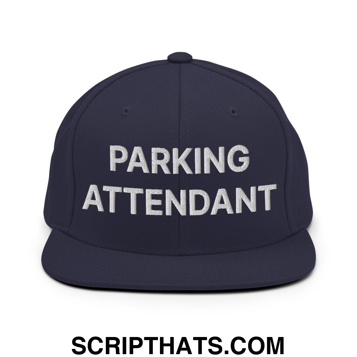 Parking Attendant Uniform Work Embroidered Flat Bill Brim Snapback Hat Navy