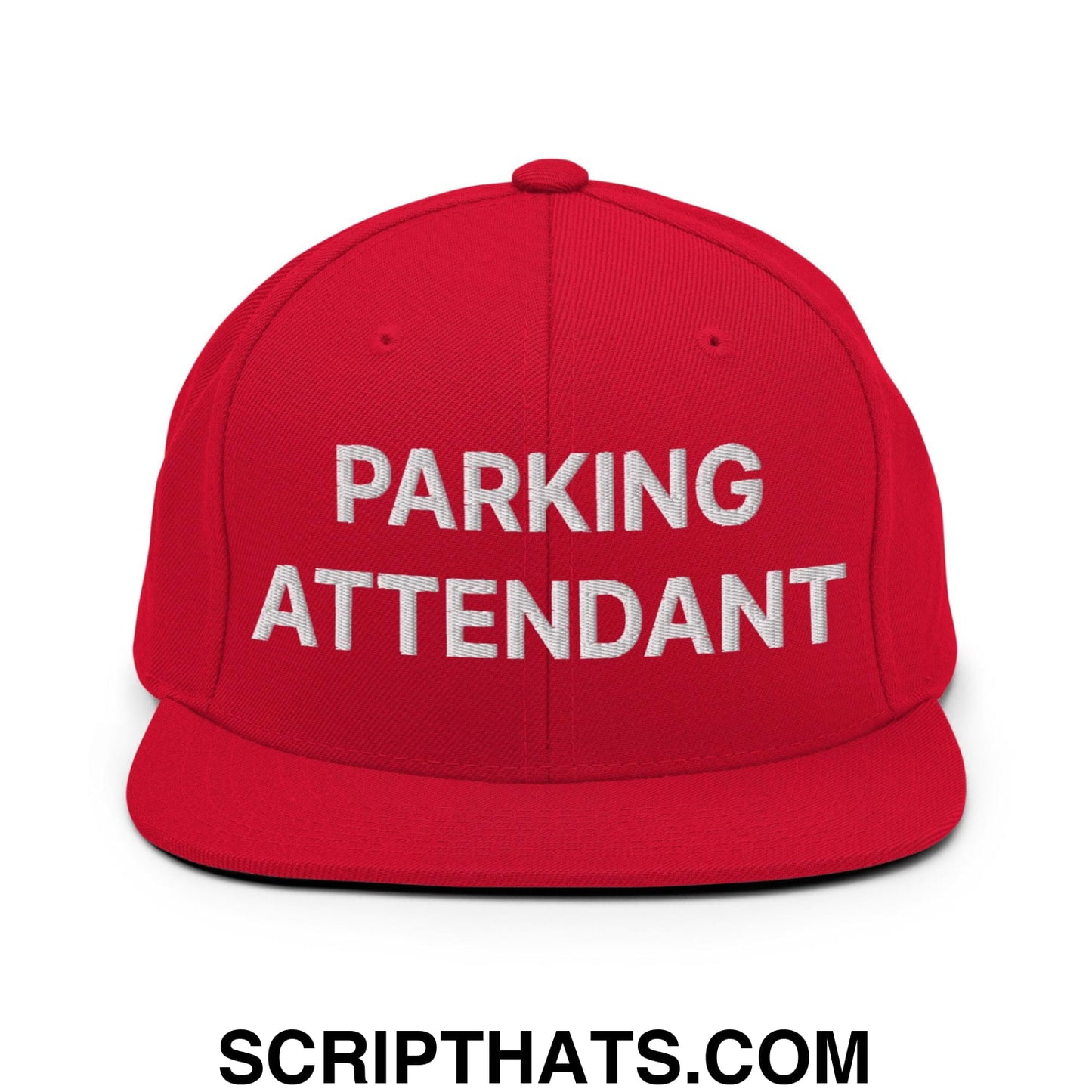 Parking Attendant Uniform Work Embroidered Flat Bill Brim Snapback Hat Red