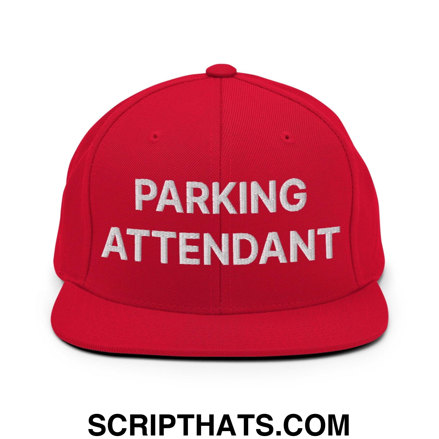 Parking Attendant Uniform Work Embroidered Flat Bill Brim Snapback Hat Red
