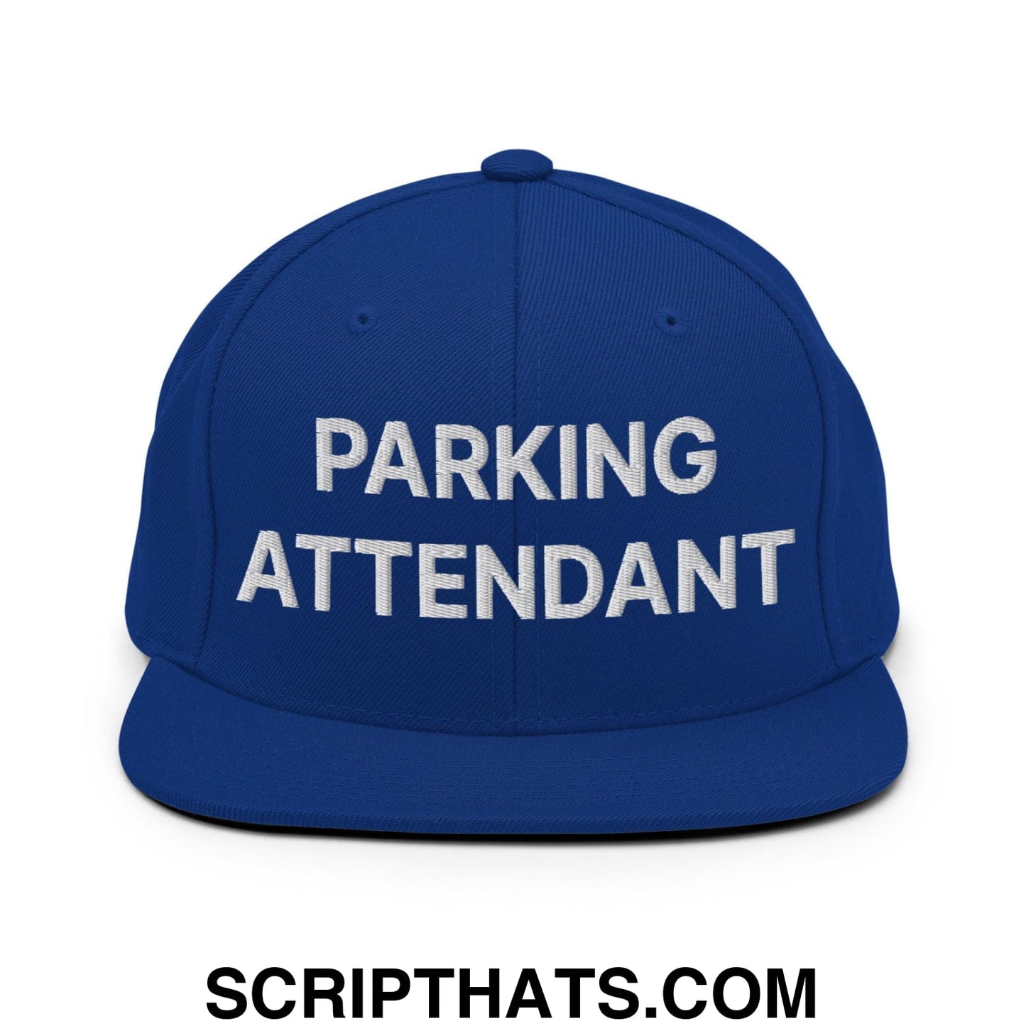 Parking Attendant Uniform Work Embroidered Flat Bill Brim Snapback Hat Royal Blue