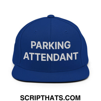Parking Attendant Uniform Work Embroidered Flat Bill Brim Snapback Hat Royal Blue