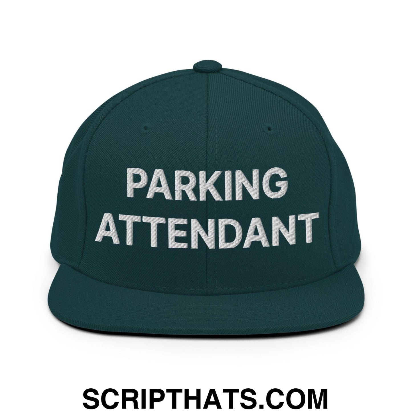 Parking Attendant Uniform Work Embroidered Flat Bill Brim Snapback Hat Spruce