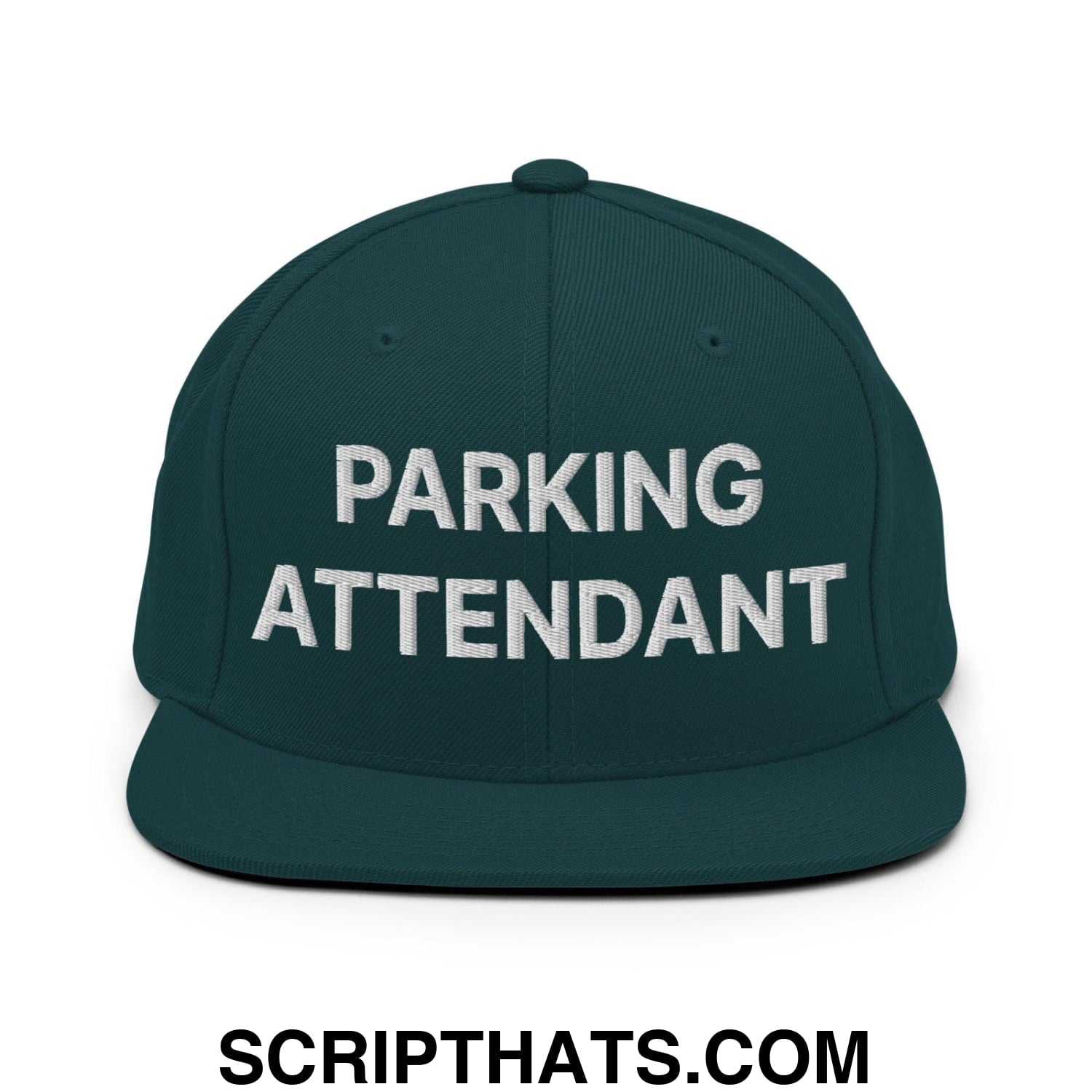 Parking Attendant Uniform Work Embroidered Flat Bill Brim Snapback Hat Spruce