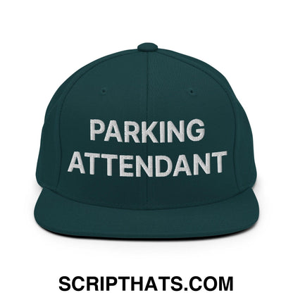 Parking Attendant Uniform Work Embroidered Flat Bill Brim Snapback Hat Spruce
