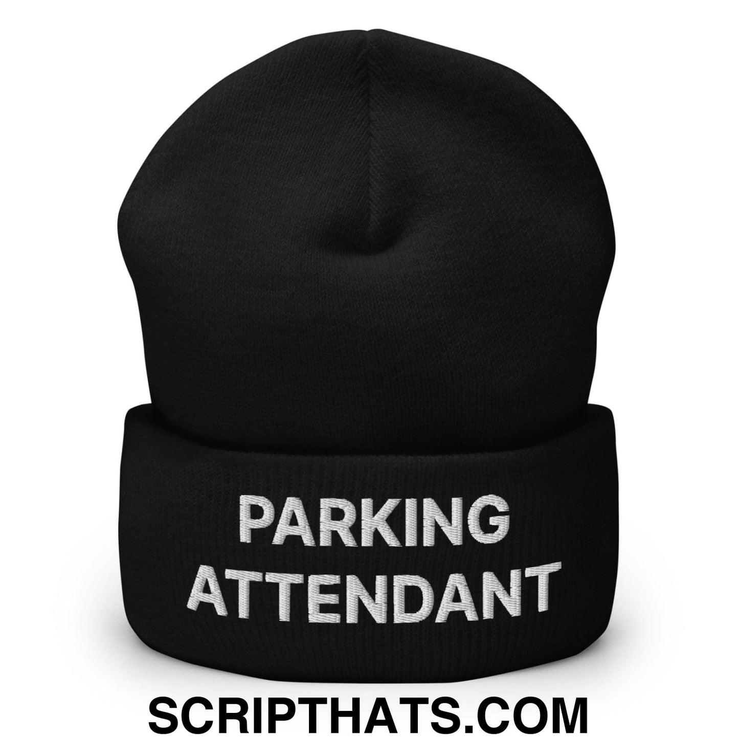 Parking Attendant Uniform Work Embroidered Knit Cuffed Beanie Black