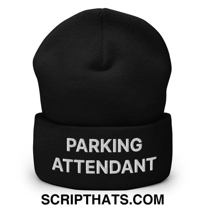 Parking Attendant Uniform Work Embroidered Knit Cuffed Beanie Black