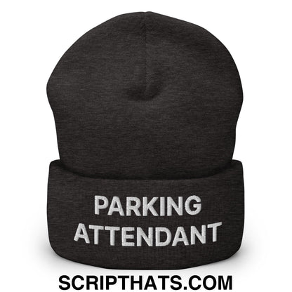 Parking Attendant Uniform Work Embroidered Knit Cuffed Beanie Dark Grey
