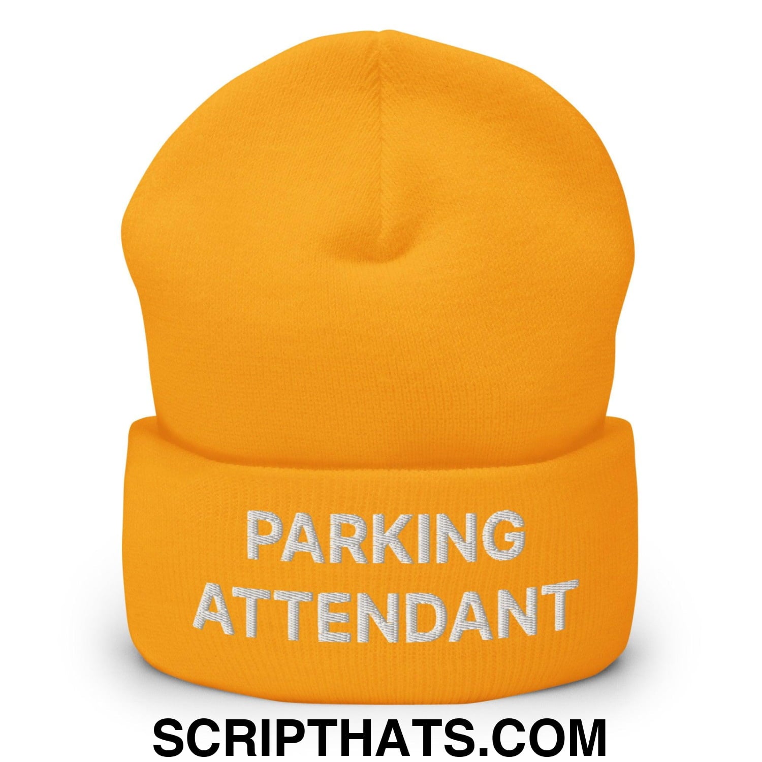 Parking Attendant Uniform Work Embroidered Knit Cuffed Beanie Gold