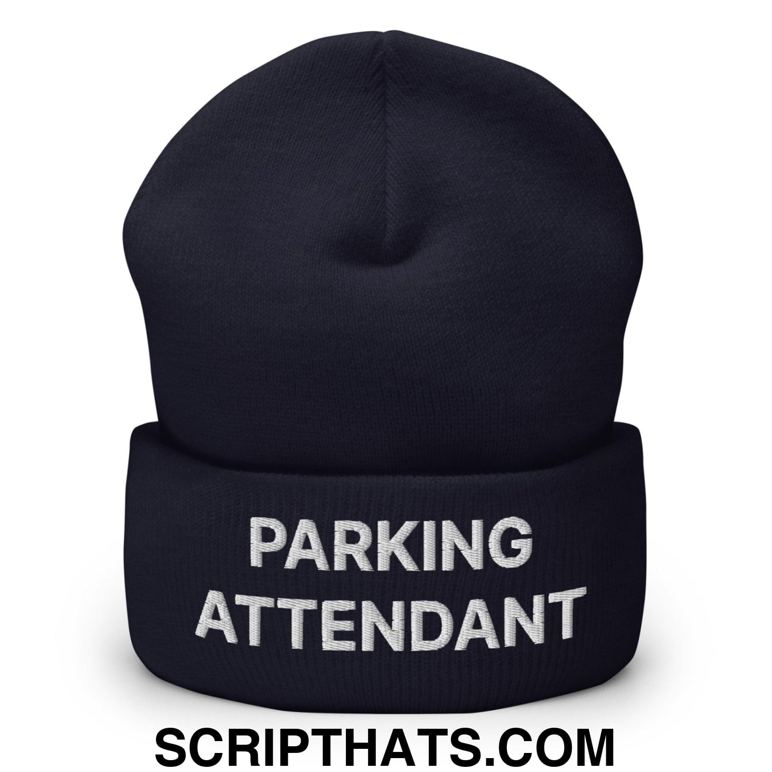 Parking Attendant Uniform Work Embroidered Knit Cuffed Beanie Navy