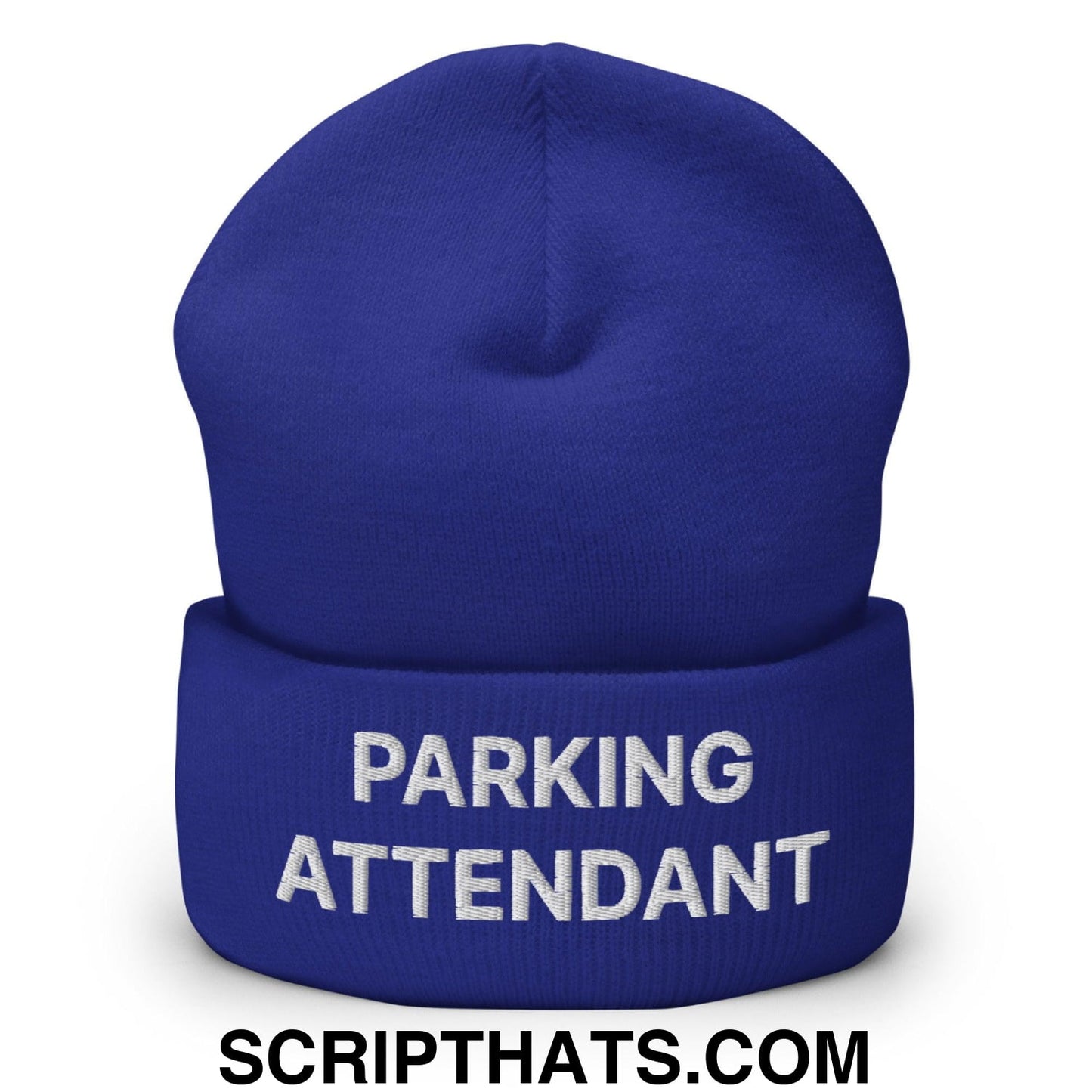 Parking Attendant Uniform Work Embroidered Knit Cuffed Beanie Royal