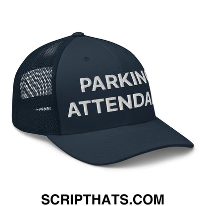 Parking Attendant Work Block Embroidered Mesh Trucker Hat Navy