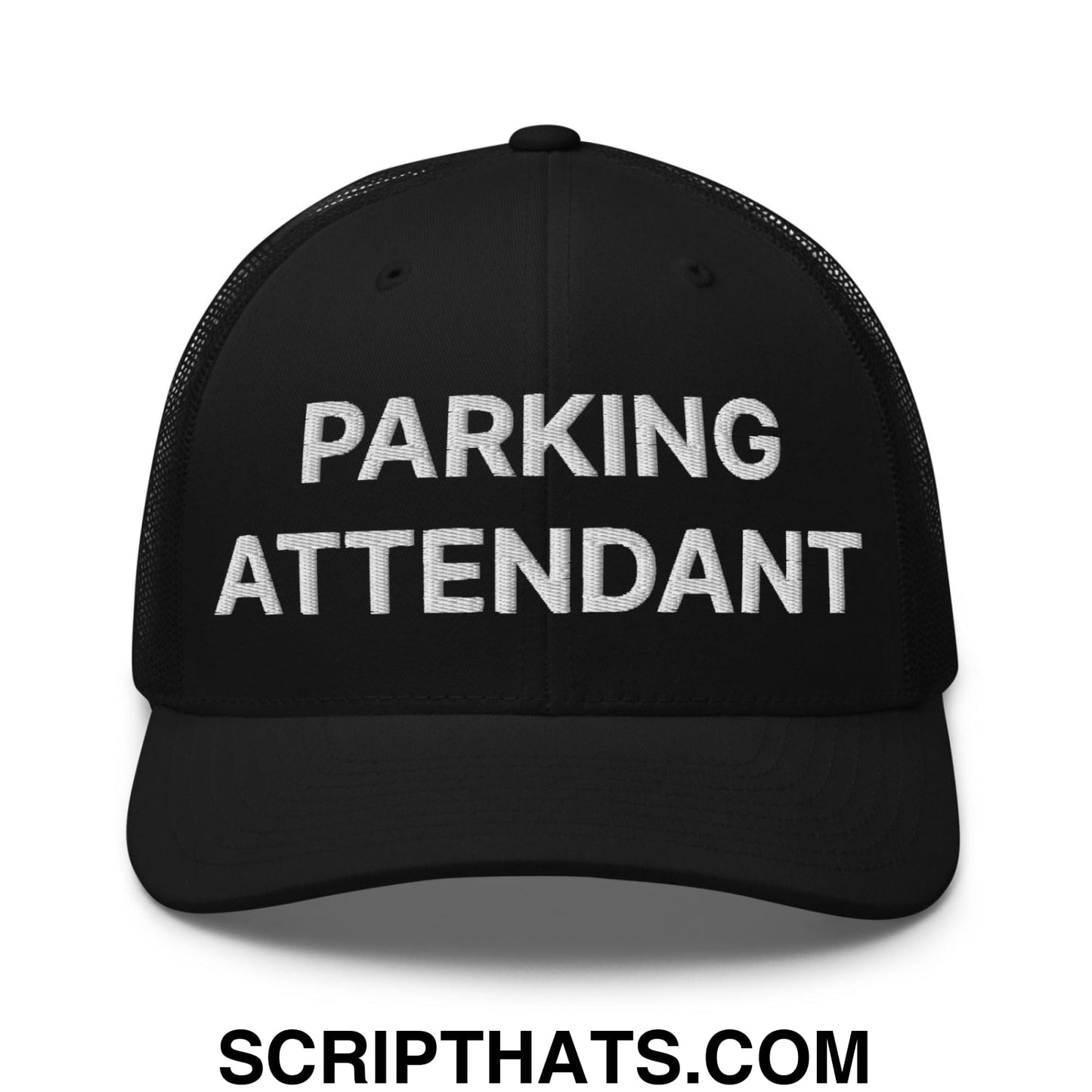 Parking Attendant Work Block Embroidered Mesh Trucker Hat Black