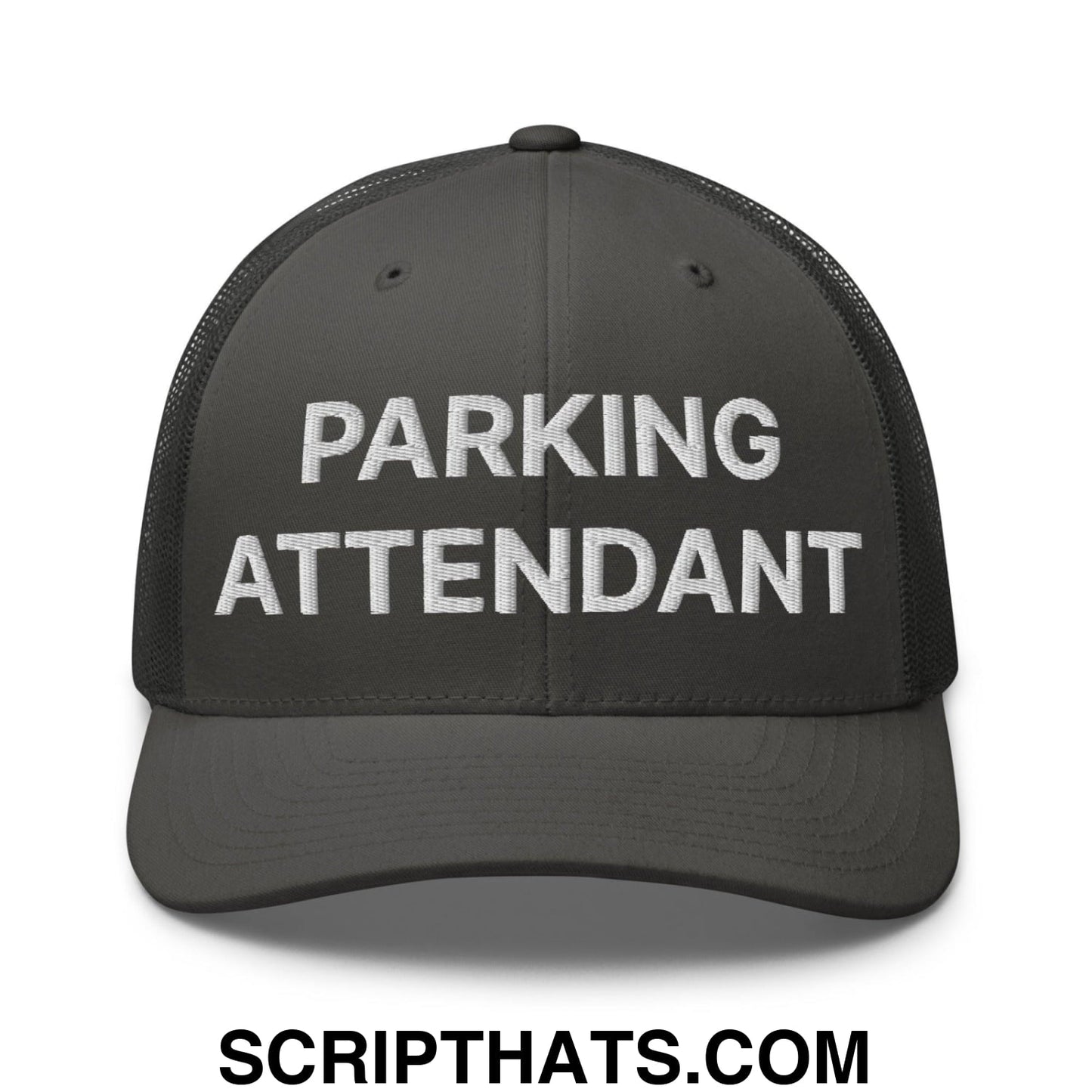 Parking Attendant Work Block Embroidered Mesh Trucker Hat Charcoal