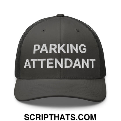 Parking Attendant Work Block Embroidered Mesh Trucker Hat Charcoal