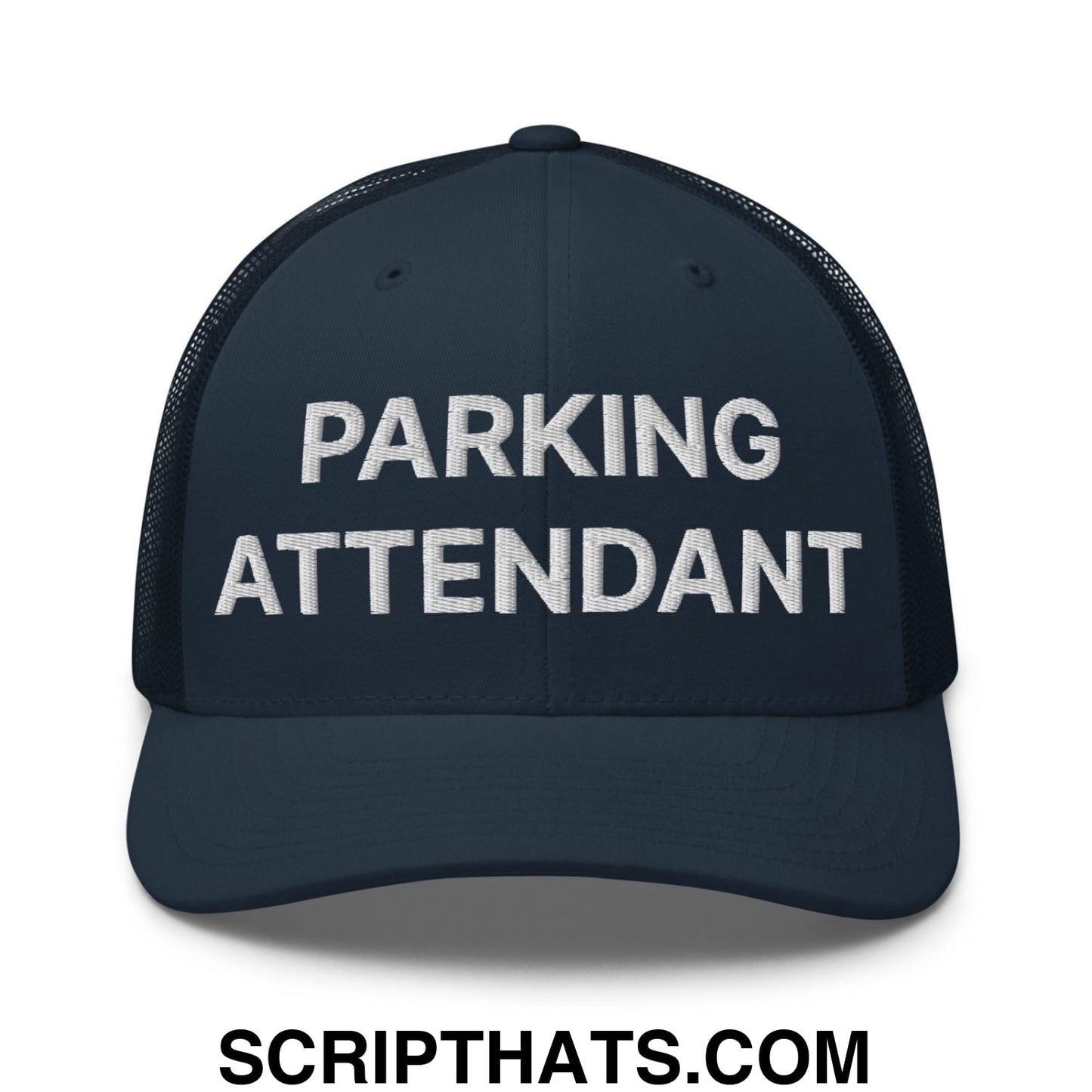 Parking Attendant Work Block Embroidered Mesh Trucker Hat Navy