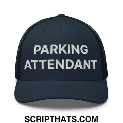 Parking Attendant Work Block Embroidered Mesh Trucker Hat Navy