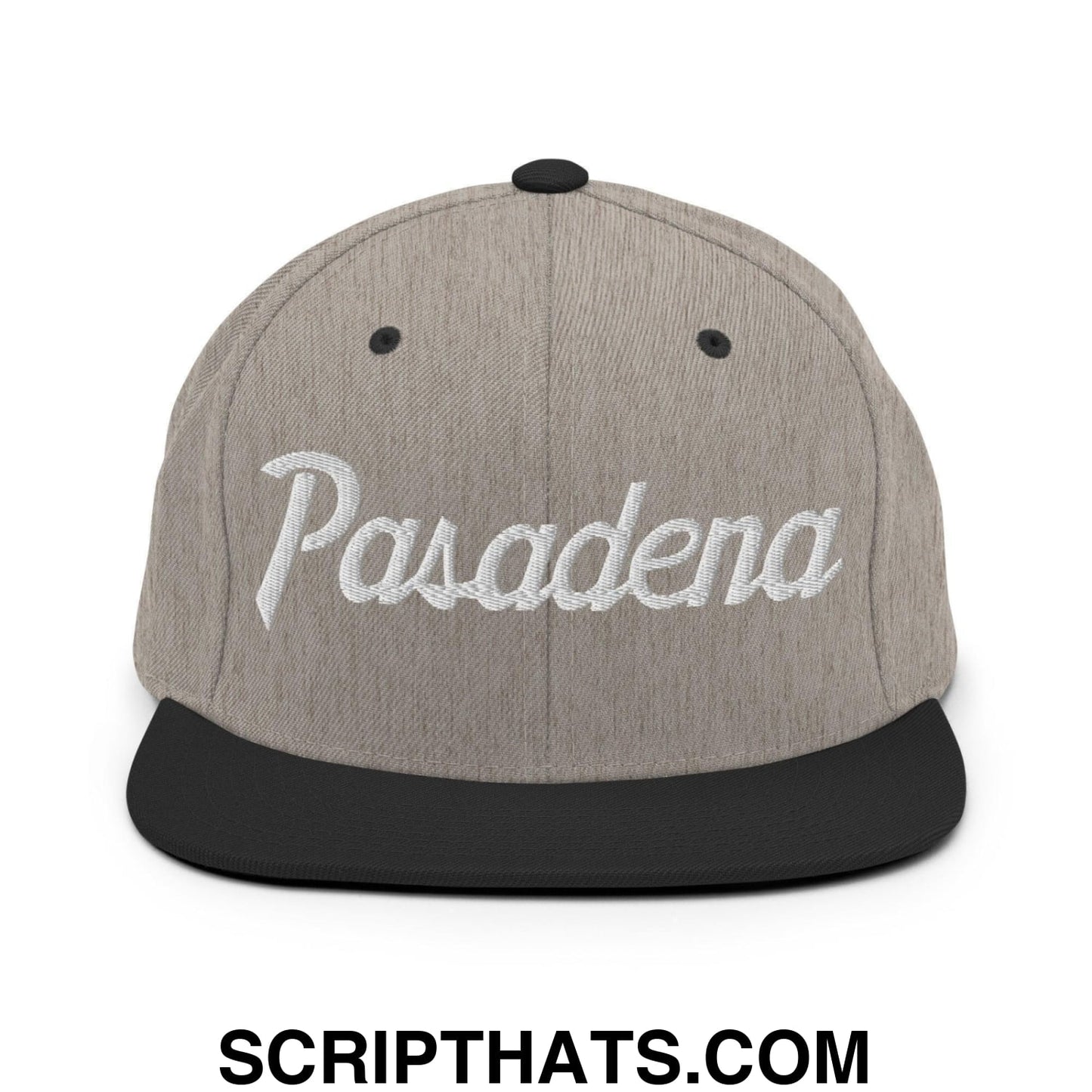 Pasadena Script Snapback Hat Heather Black
