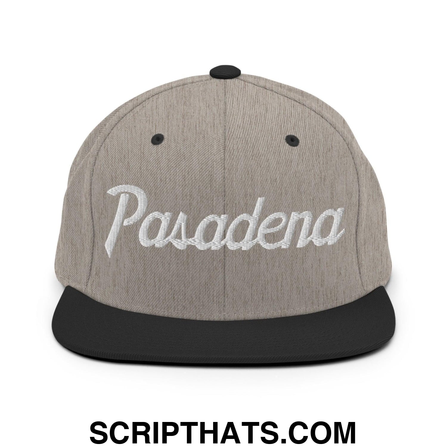 Pasadena Script Snapback Hat Heather Black