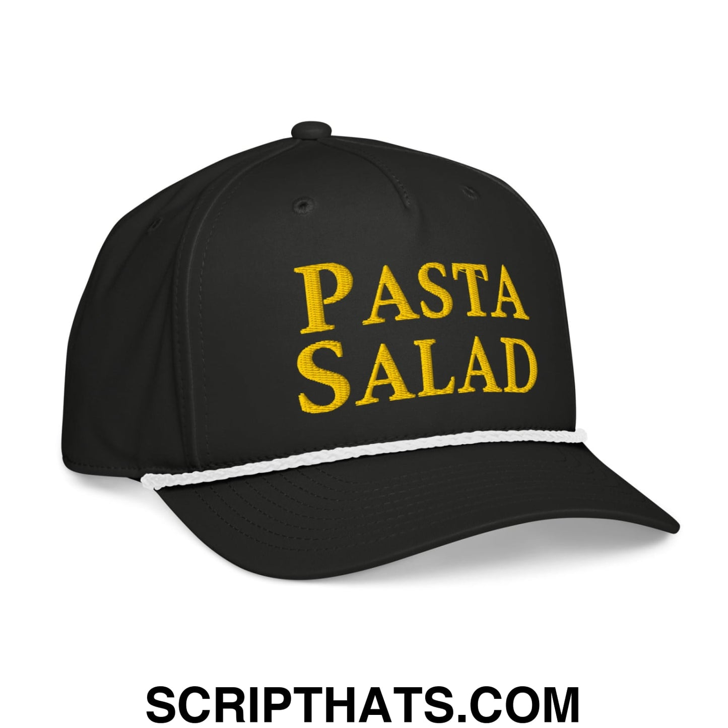 Pasta Salad Embroidered Classic Rope Hat Black White
