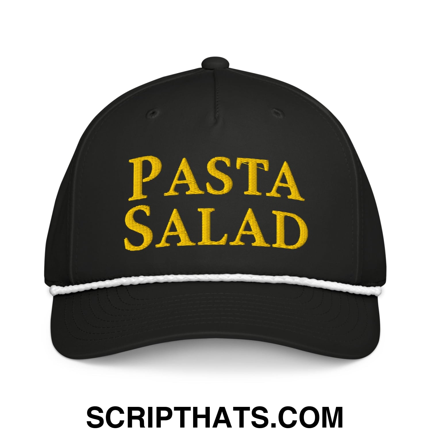 Pasta Salad Embroidered Classic Rope Hat Black White