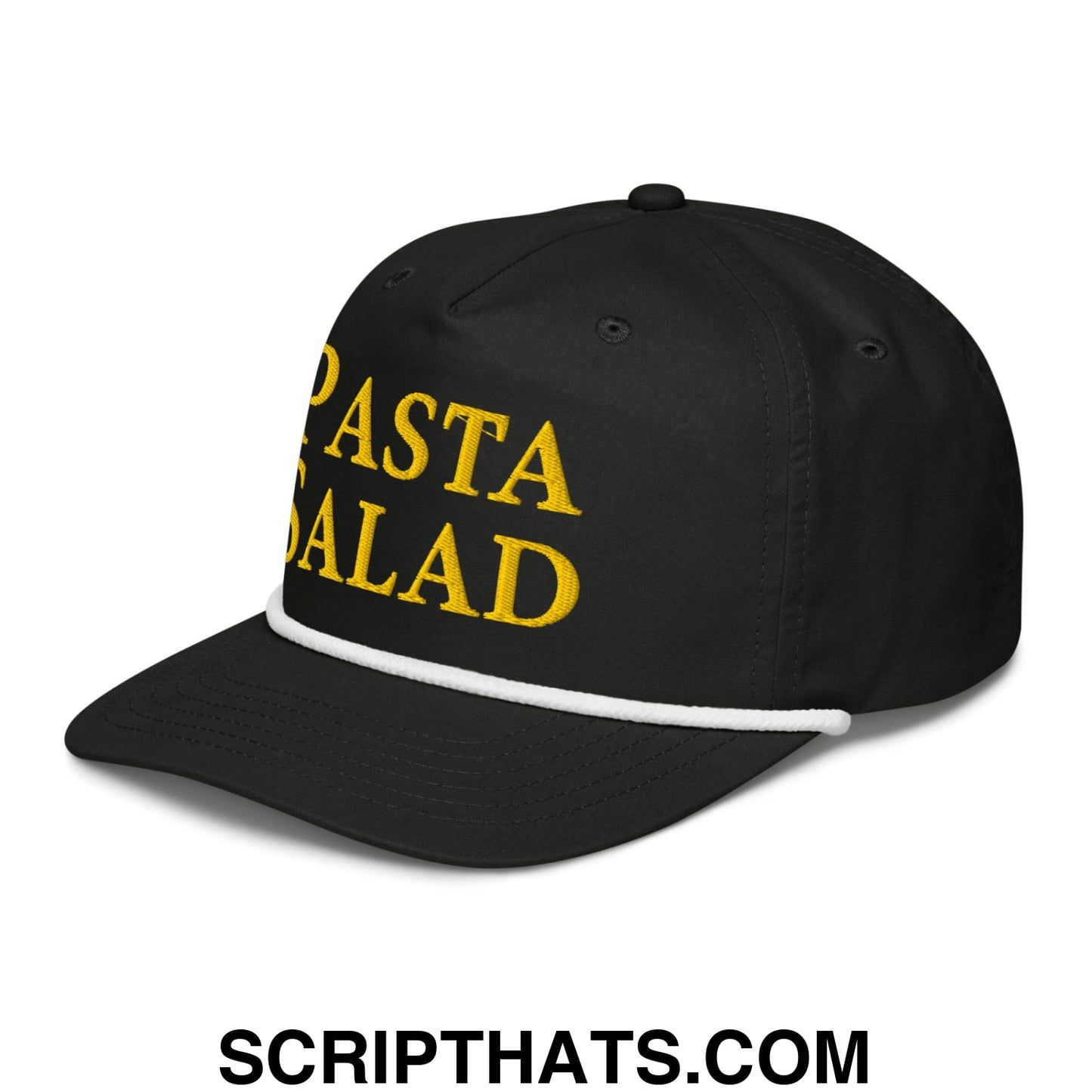 Pasta Salad Embroidered Retro Rope Hat Black White