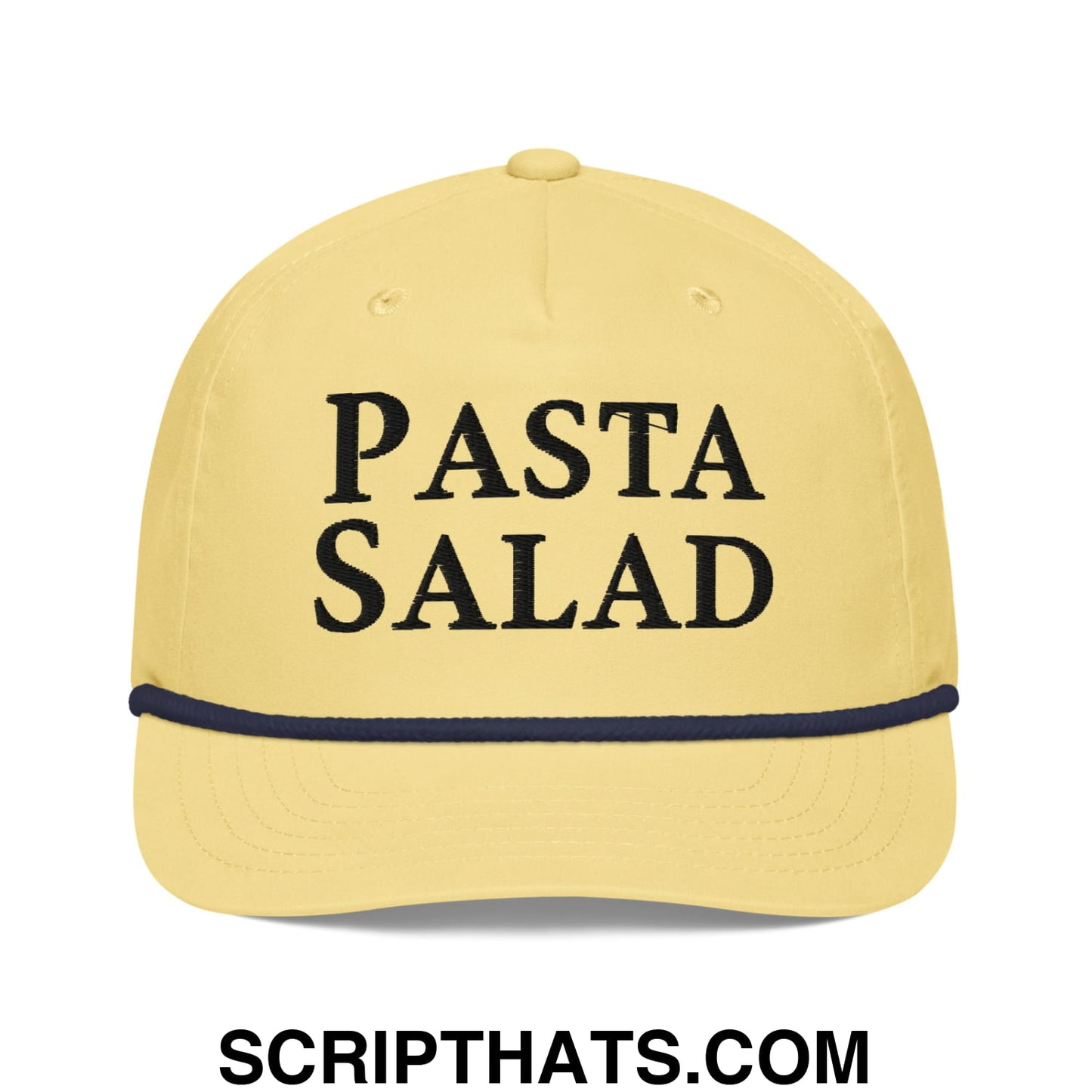 Pasta Salad Embroidered Retro Rope Hat Yellow Navy