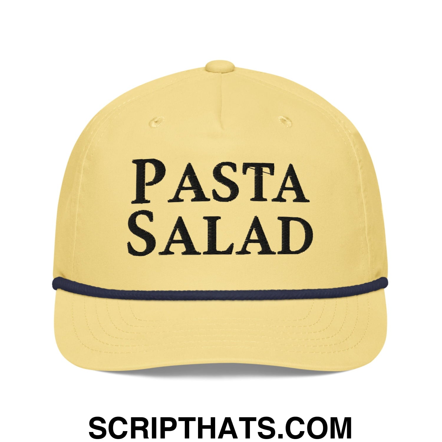 Pasta Salad Embroidered Retro Rope Hat Yellow Navy