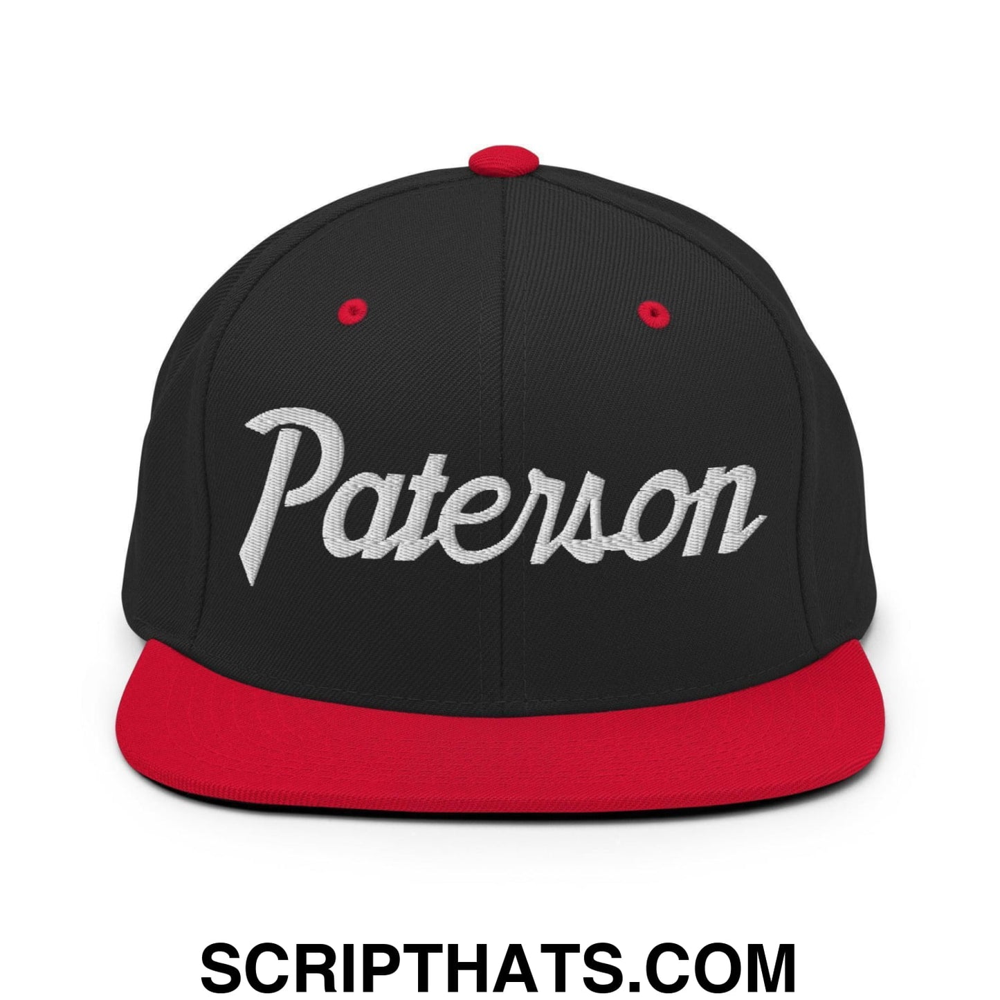 Paterson Script Snapback Hat Black Red