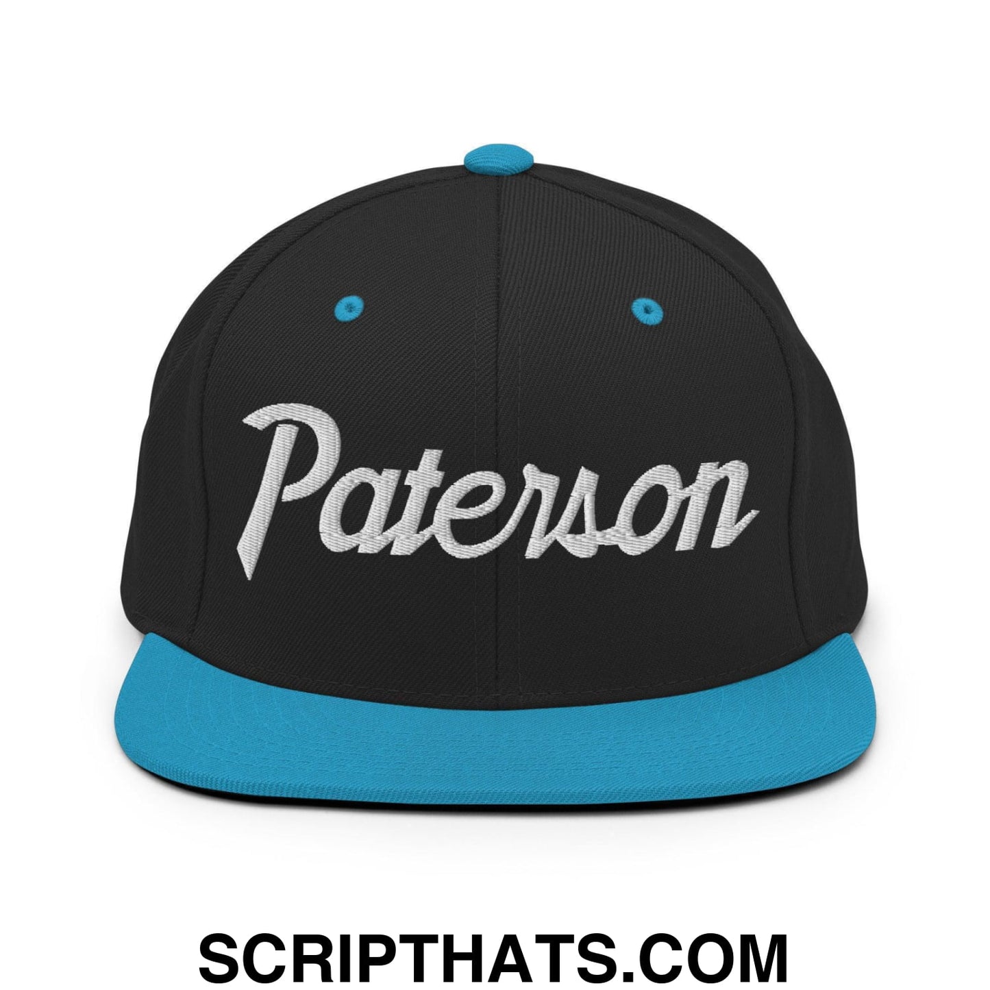 Paterson Script Snapback Hat Black Teal