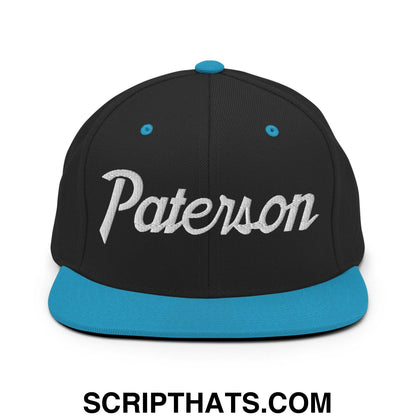 Paterson Script Snapback Hat Black Teal