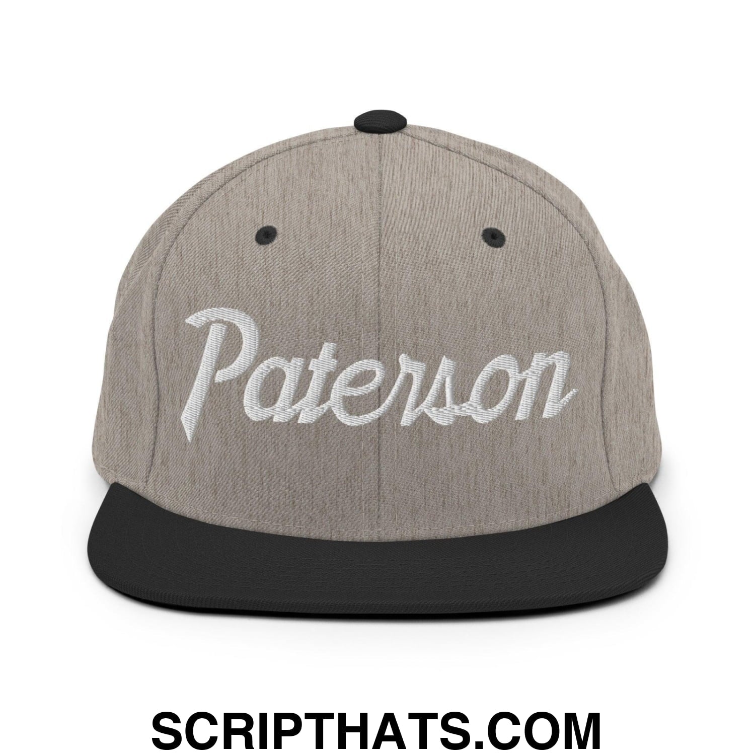 Paterson Script Snapback Hat Heather Black