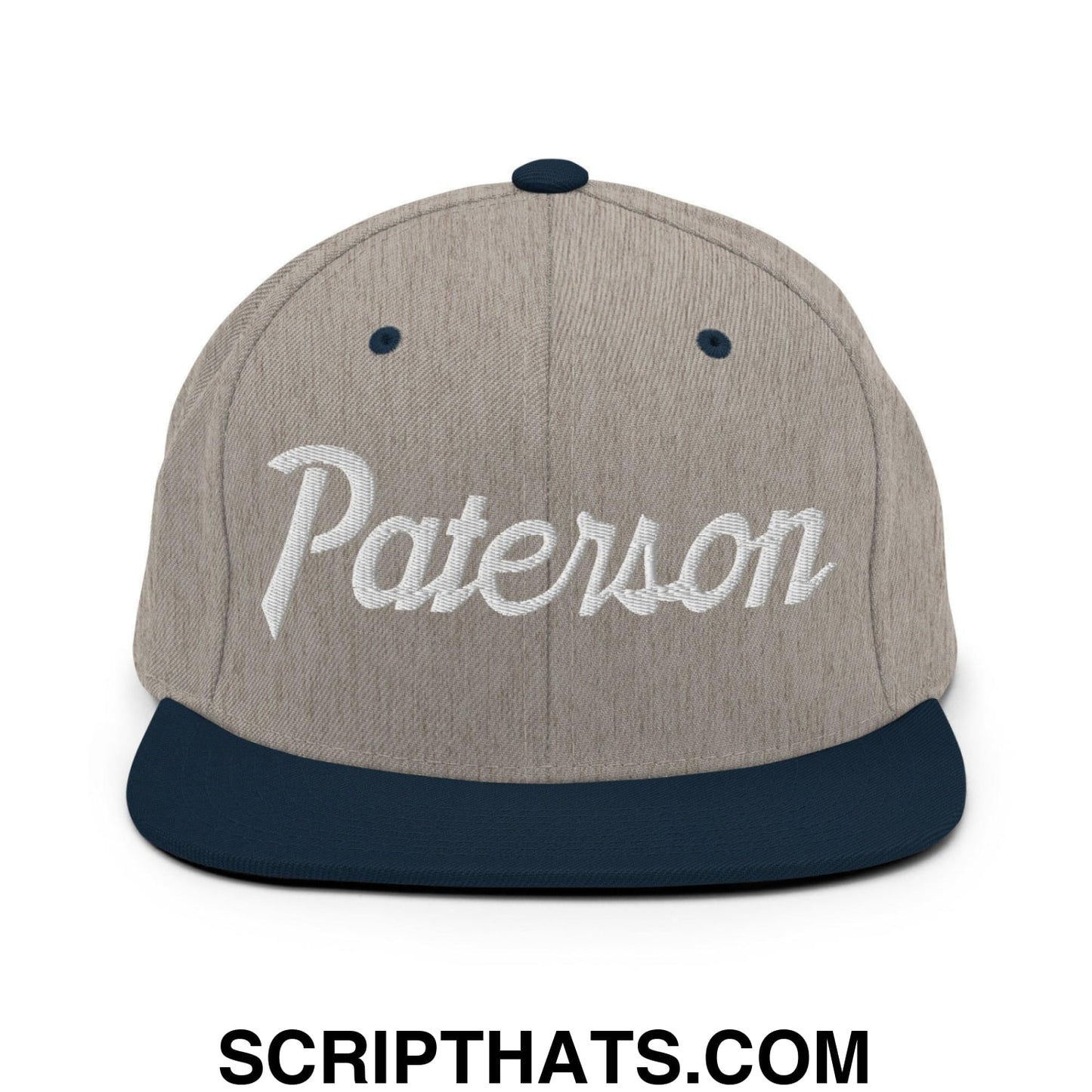Paterson Script Snapback Hat Heather Grey Navy