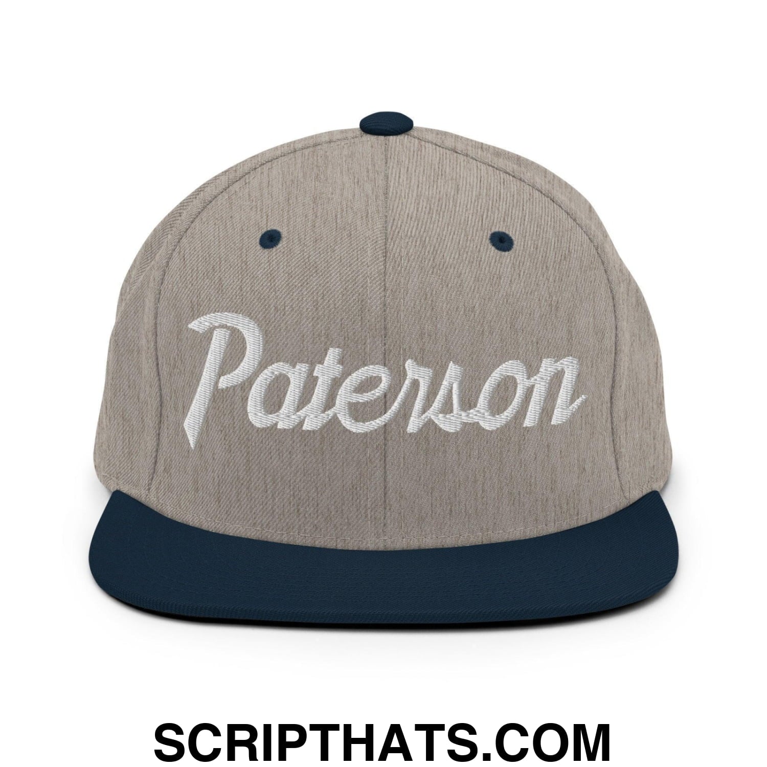 Paterson Script Snapback Hat Heather Grey Navy