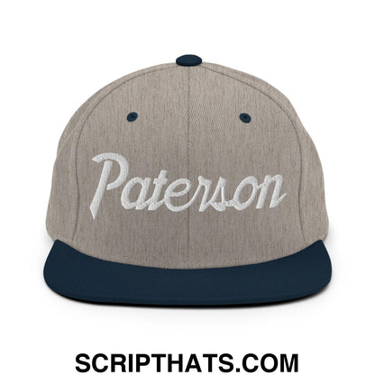 Paterson Script Snapback Hat Heather Grey Navy