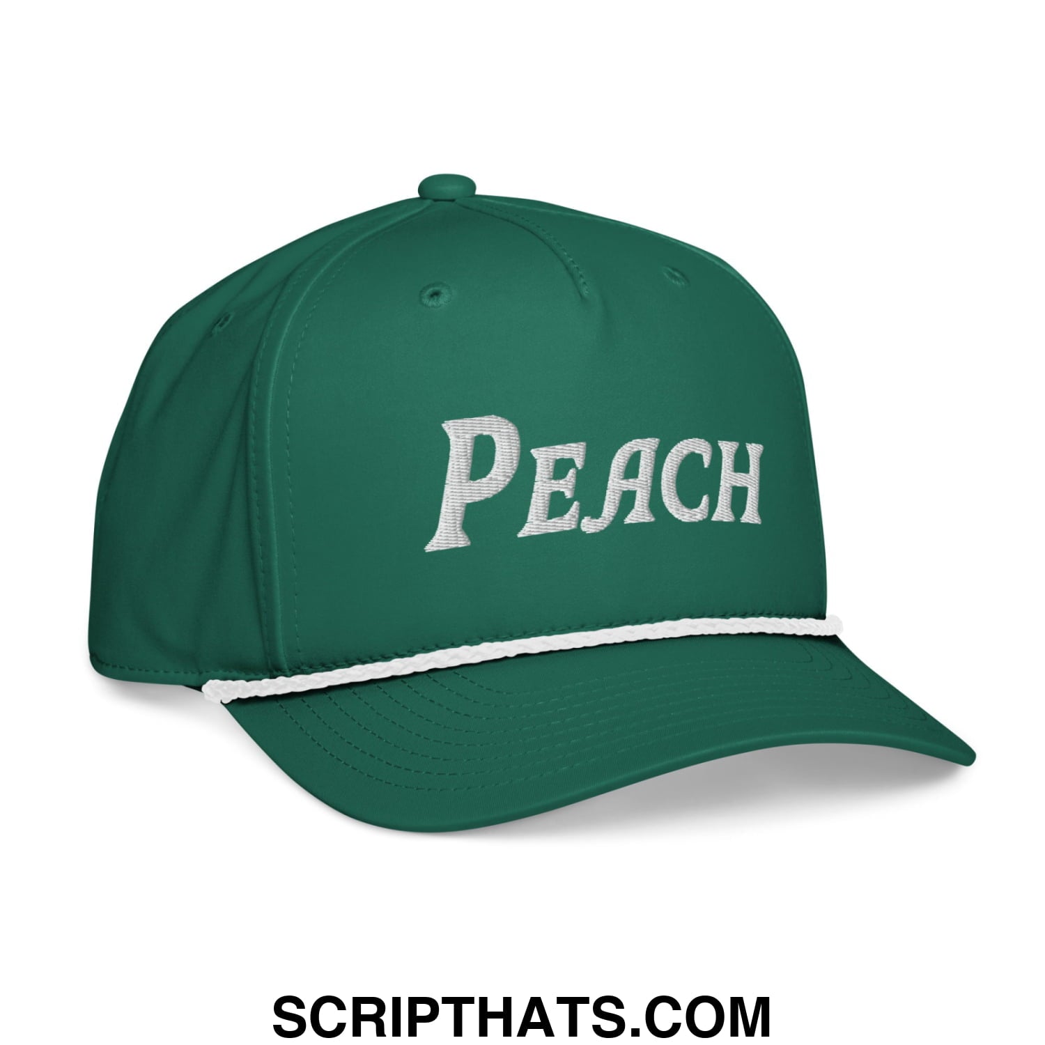 Peach Embroidered Classic Golf Rope Hat Kelly White
