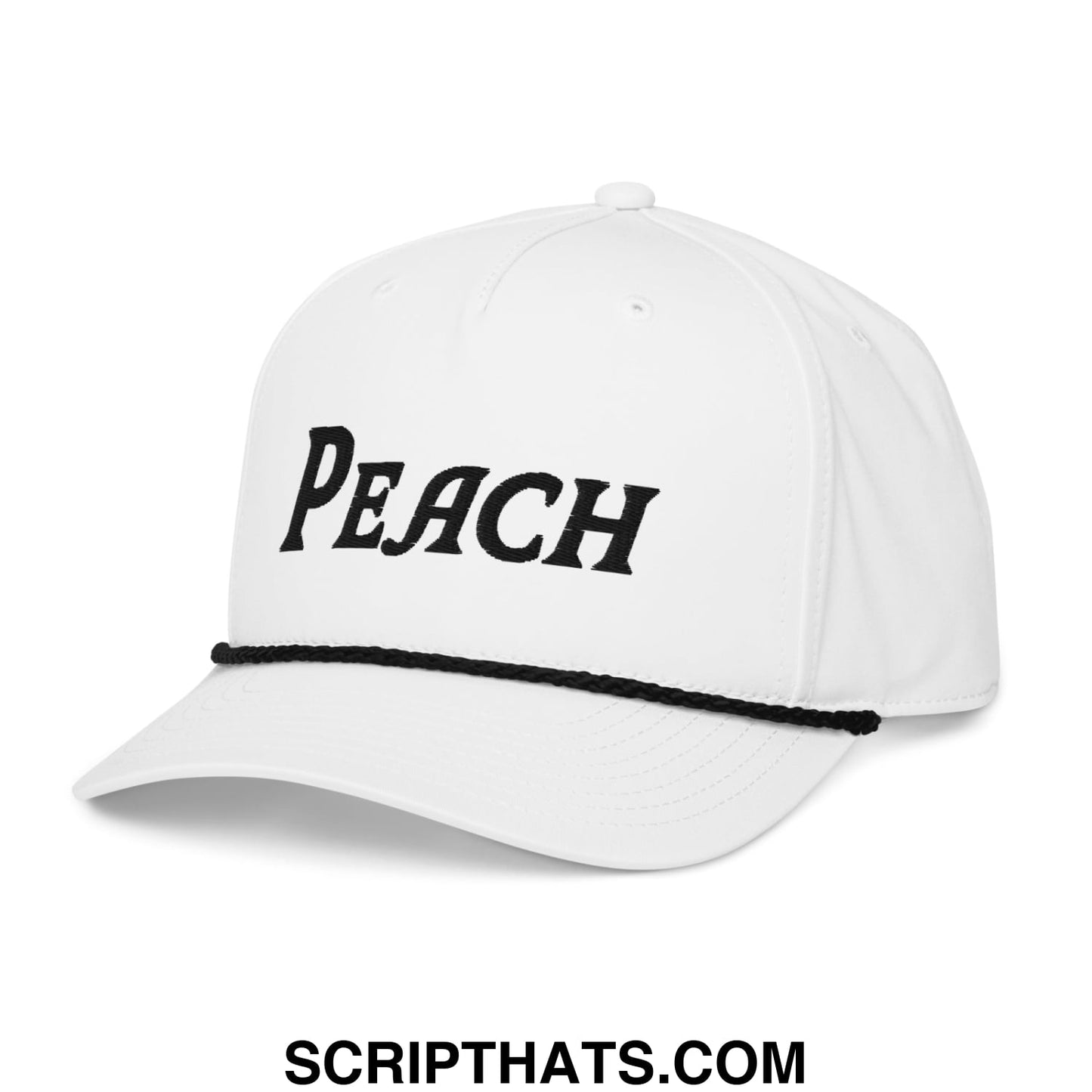 Peach Embroidered Classic Golf Rope Hat White Black