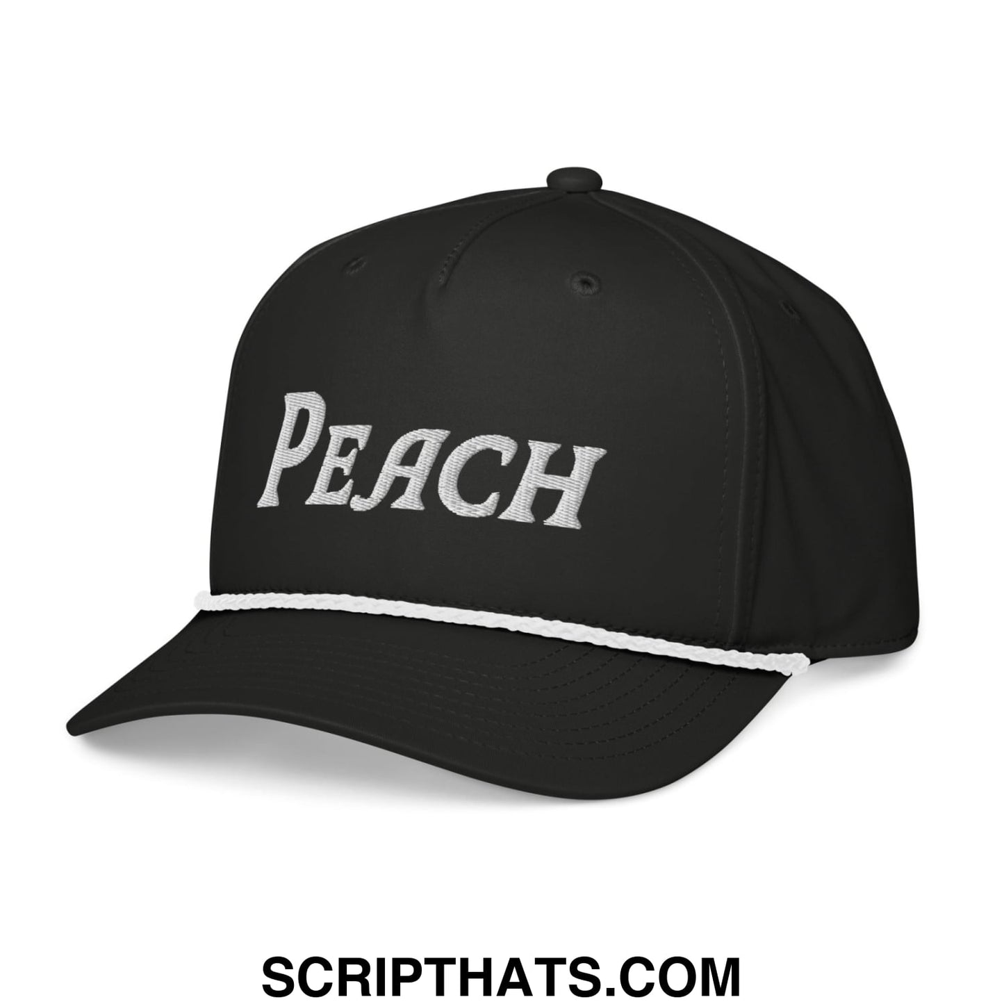 Peach Embroidered Classic Golf Rope Hat Black White