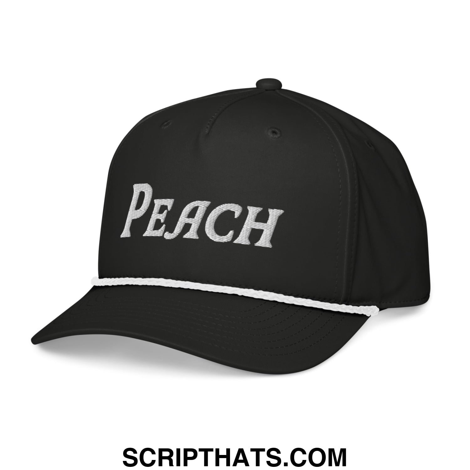 Peach Embroidered Classic Golf Rope Hat Black White