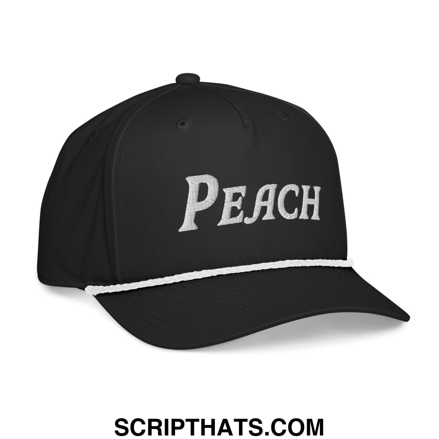 Peach Embroidered Classic Golf Rope Hat Black White