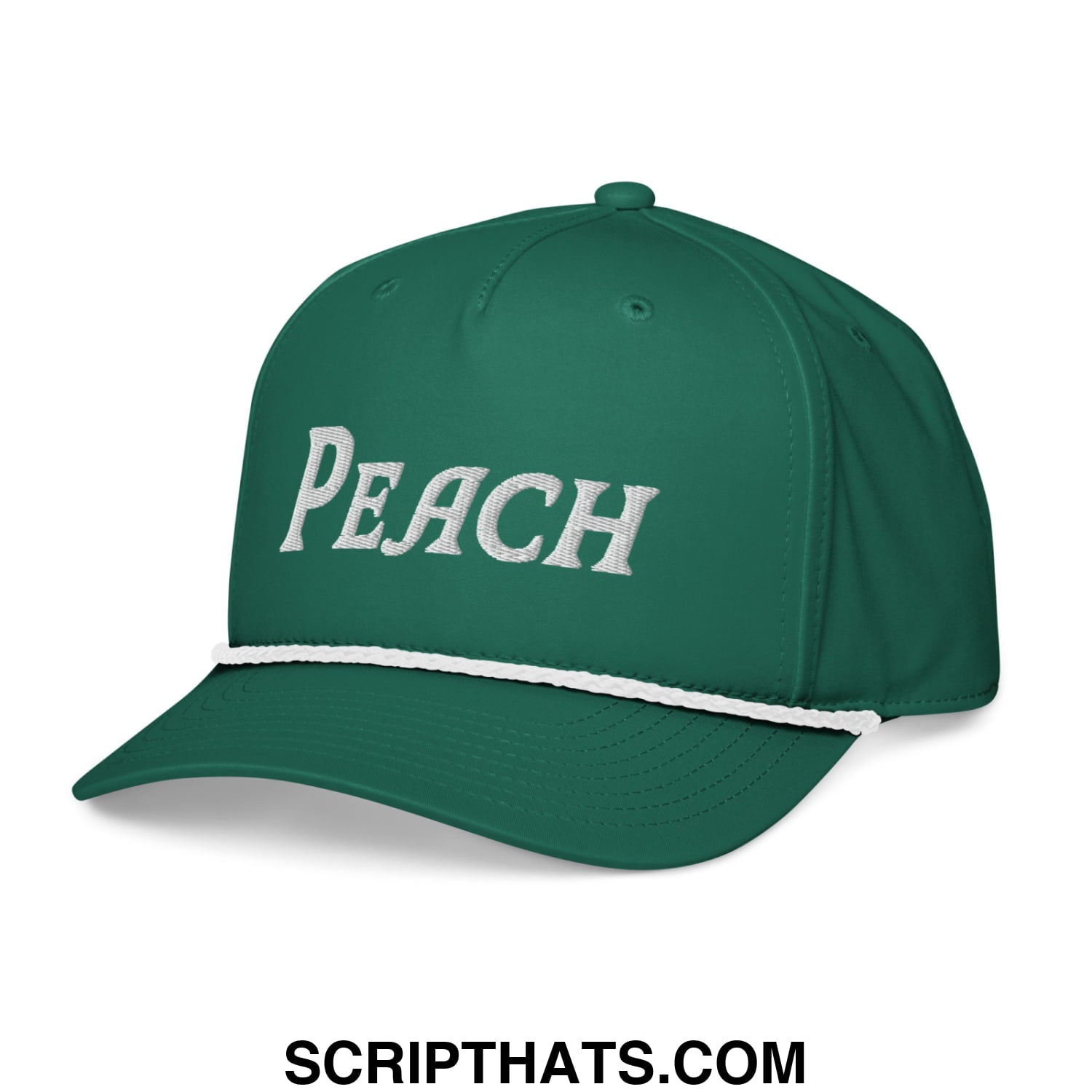 Peach Embroidered Classic Golf Rope Hat Kelly White