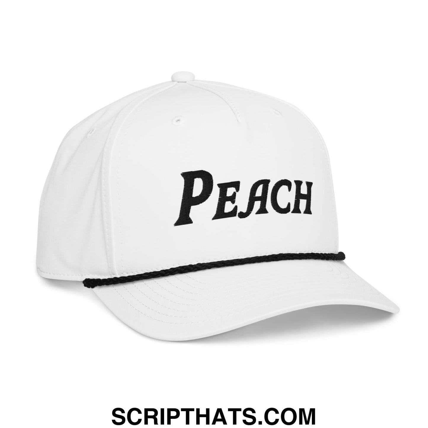 Peach Embroidered Classic Golf Rope Hat White Black