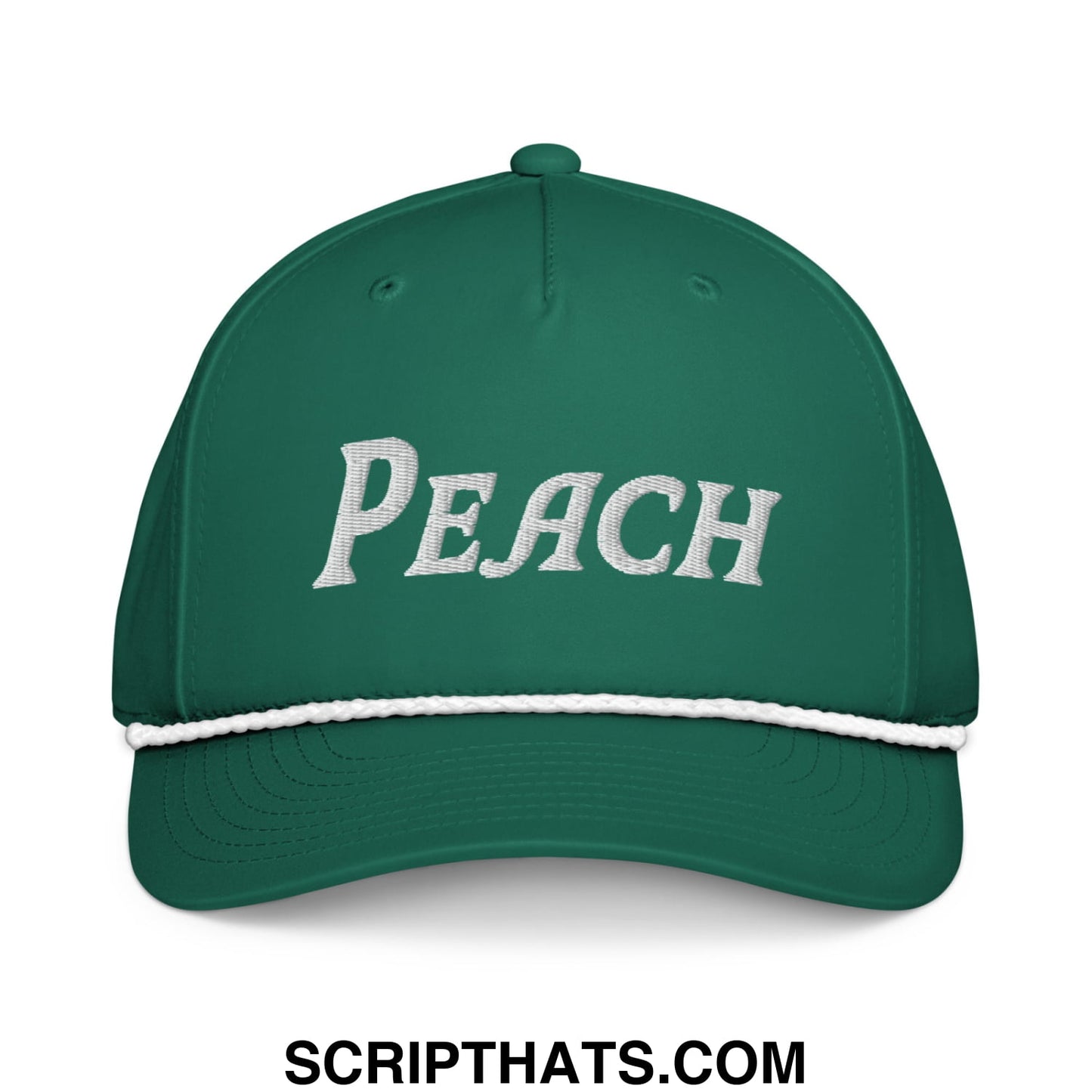 Peach Embroidered Classic Golf Rope Hat Kelly White