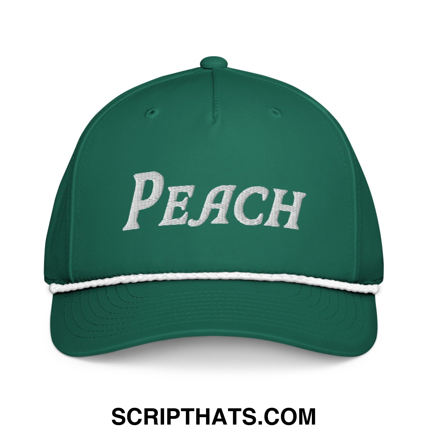 Peach Embroidered Classic Golf Rope Hat Kelly White