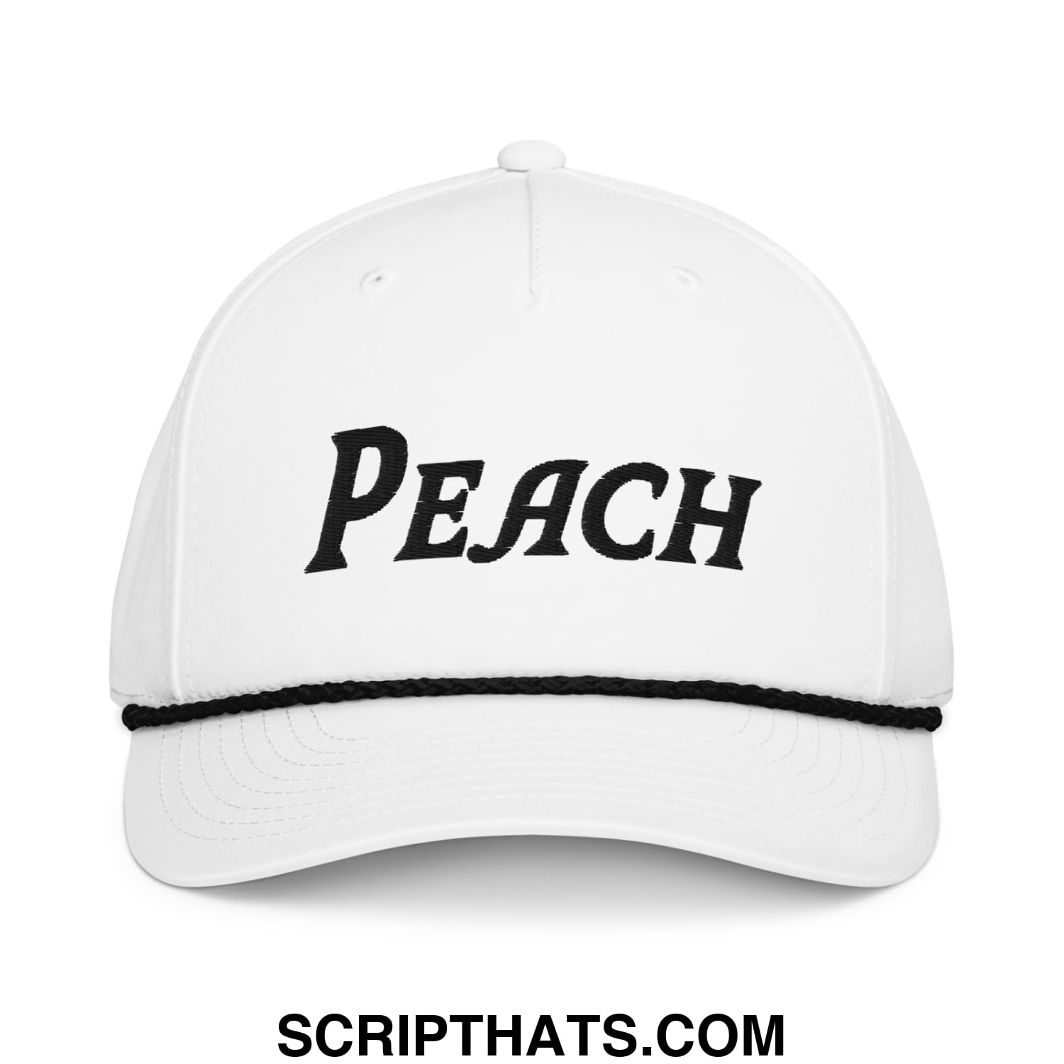 Peach Embroidered Classic Golf Rope Hat White Black