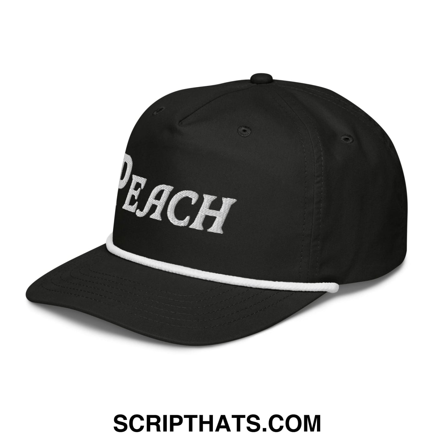 Peach Embroidered Golf Rope Hat Black White